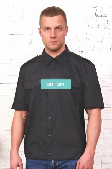 Рубашка охранника на резинке (черная, кор. рукав) №УФР-Р-1110
